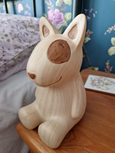 English bull terrier - bull, lamp.